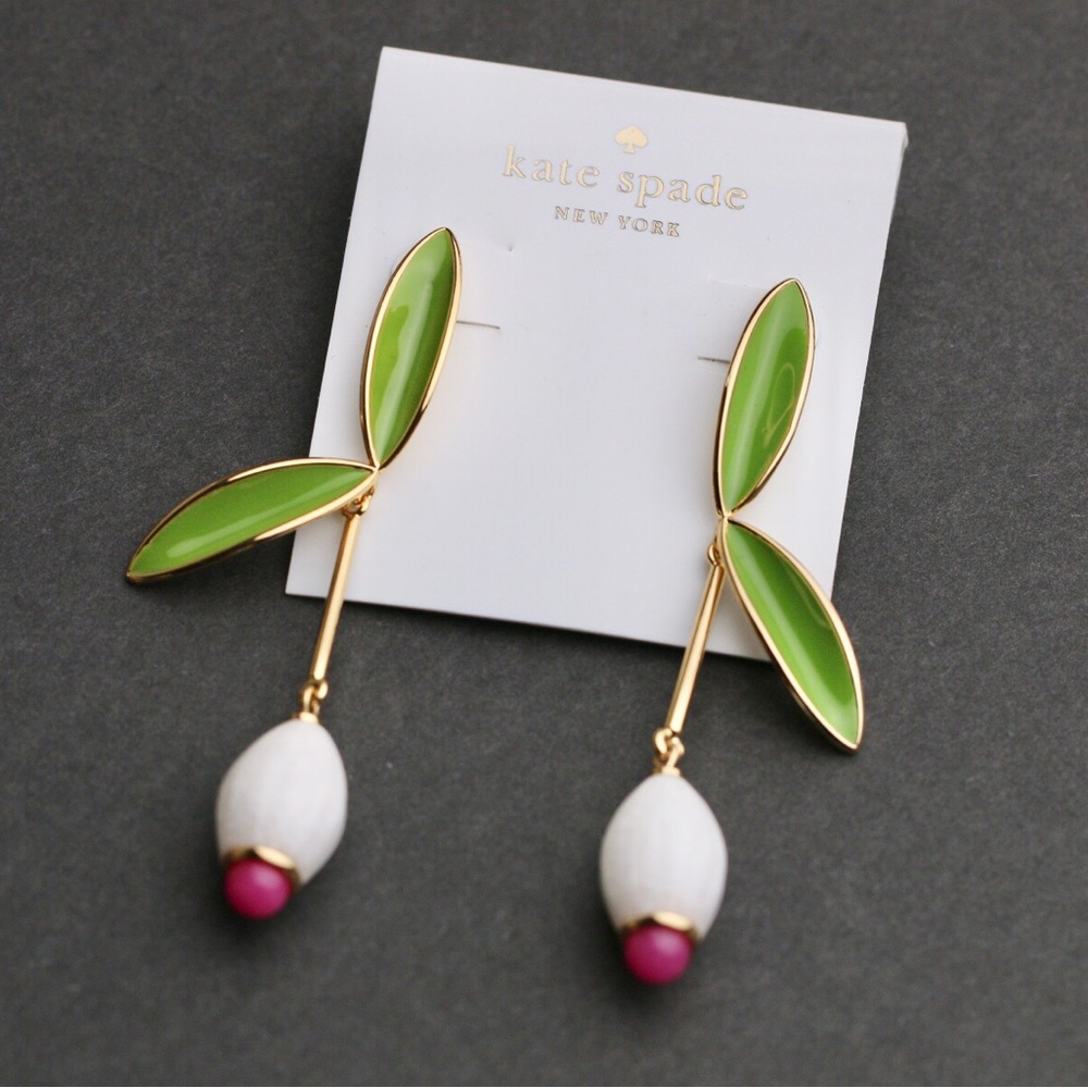 Kate Spade Leaf and Fruit Enamel and Stone Earrings